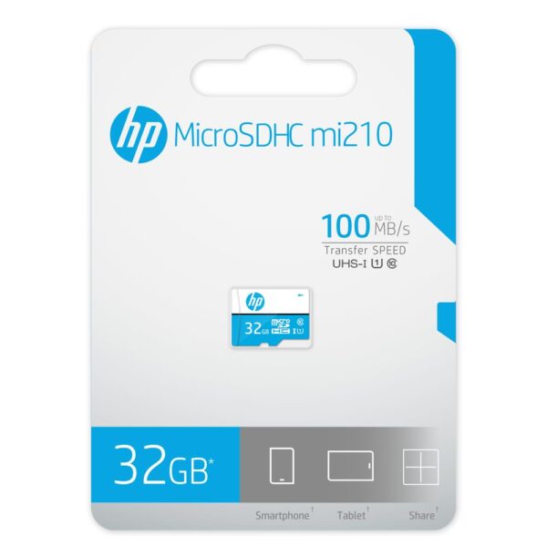 HP 32GB MicroSD Memory Card | SDHC mi210 Class 10 | UHS-I, U1 Card | Upto 100MB/s R | Compitable with Smartphones, Camera, CCTV | Memory Card
