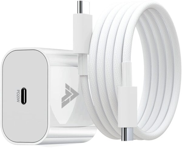 SB 45W Fast Charger Type C to C Cable, PD 3.0 Super Fast Charging 2.0 Compatible for Samsung Galaxy S24 Ultra S23 S22 Plus A Series, USB C Wall Charger Adapter with Type-C to Type-C Cable (White) Brand: SB